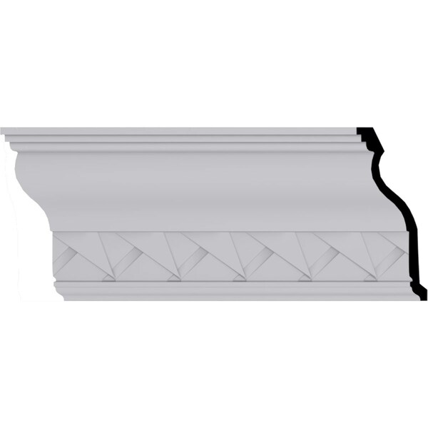 Ekena Millwork 9 1/8"H x 3 3/4"P x 9 7/8"F x 94 1/4"L, (4" Repeat), Woodruff Crown Moulding - MLD09X03X09WF
