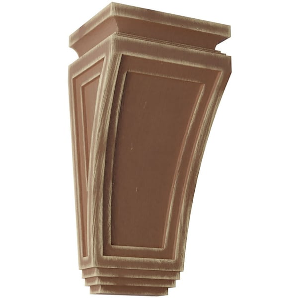 Ekena Millwork 6"W x 4 3/4"D x 12"H Arts and Crafts Wood Vintage Decor Corbel, Weathered Brown - CORWD06X04X12ARBR