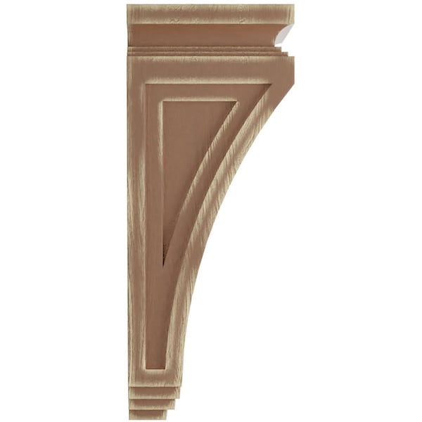 Ekena Millwork 6"W x 4 3/4"D x 12"H Arts and Crafts Wood Vintage Decor Corbel, Weathered Brown - CORWD06X04X12ARBR