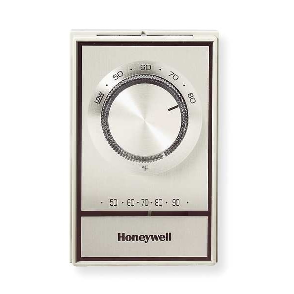 Honeywell Home Line Volt Mechanical Tstat, Open on Rise, 40 Degrees  to 80 Degrees F, SPST, 120 to 277V AC - T498A1778