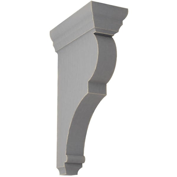 Ekena Millwork 3"W x 6 1/2"D x 12"H Large Rojas Wood Vintage Decor Corbel, Pebble Grey - CORWD03X06X12RJPG