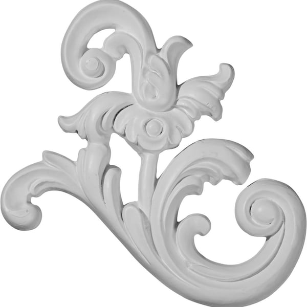 Ekena Millwork 8 7/8"W x 7 1/8"H x 3/8"P Terrones Scroll Onlay, Left - ONL08X07TS-L