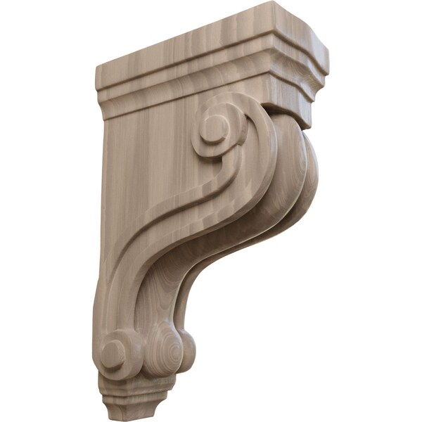 Ekena Millwork 3 3/8"W x 6 1/2"D x 10 1/2"H Boston Traditional Scroll Corbel, Walnut - COR03X06X10TSWA