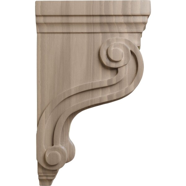 Ekena Millwork 3 3/8"W x 6 1/2"D x 10 1/2"H Boston Traditional Scroll Corbel, Walnut - COR03X06X10TSWA
