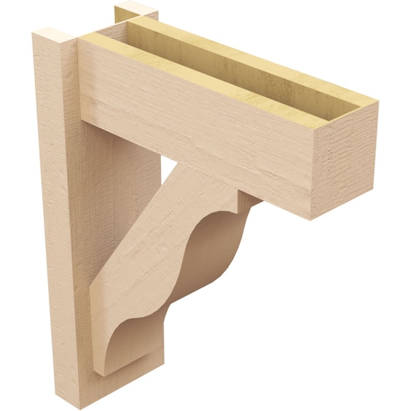 Ekena Millwork 6-in W x 16-in D x 20-in H Funston Block Rough Cedar Woodgrain TimberThane Outlooker, Primed Tan - OUTUR060X16X20FST44RCPR