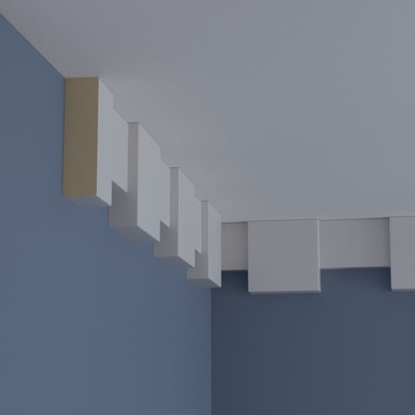 Ekena Millwork 4 3/8"W x 1 1/4"P x 4 3/8" T/S x 94 1/2" Length Dentil Block Moulding - MLD04X01DE