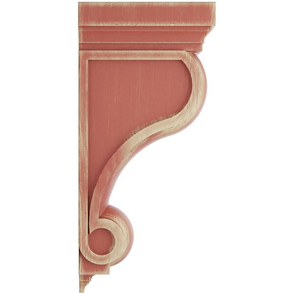 Ekena Millwork 6"W x 7 1/2"D x 16"H Devon Traditional Wood Vintage Decor Corbel, Salvage Red - CORWD06X08X16DERD