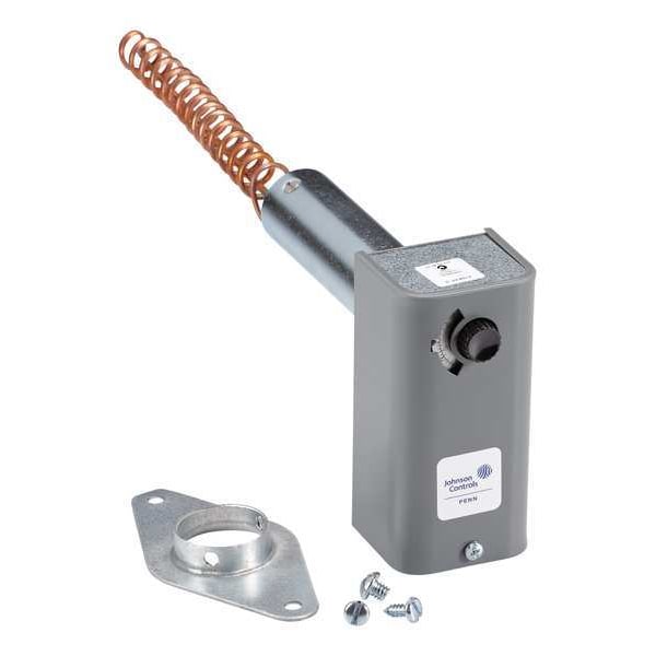 Johnson Controls Line Volt Mechanical Tstat, Open/Close on Rise, 30 Degrees to 110 Degrees F, SPDT, 24 to 277V AC - A19EAF-2C