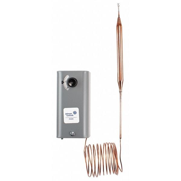 Johnson Controls Line Volt Mechanical Tstat, Open/Close on Rise, -30 Degrees to 100 Degrees F, SPDT, 24 to 277V AC - A28AA-29C