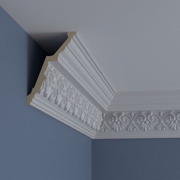 Ekena Millwork 6"H x 4 1/8"P x 7 1/4"F x 94 1/2"L Large Elegant Hampshire Crown Moulding - MLD06X04X07HA