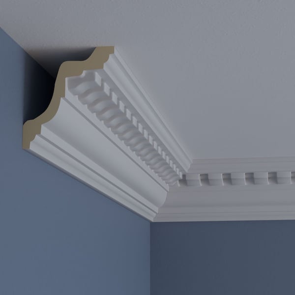 Ekena Millwork 3 3/4"H x 4 1/2"P x 5 7/8"F x 94 1/2"L Wide Spaced Dentil Crown Moulding - MLD03X04X06DE