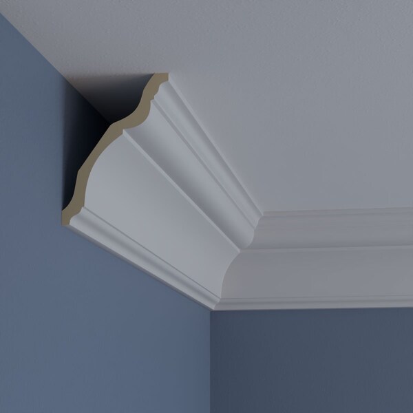 Ekena Millwork 5 1/2"H x 3 7/8"P x 6 3/4"F x 94 1/2"L Traditional Smooth Crown Moulding - MLD05X03X06TR