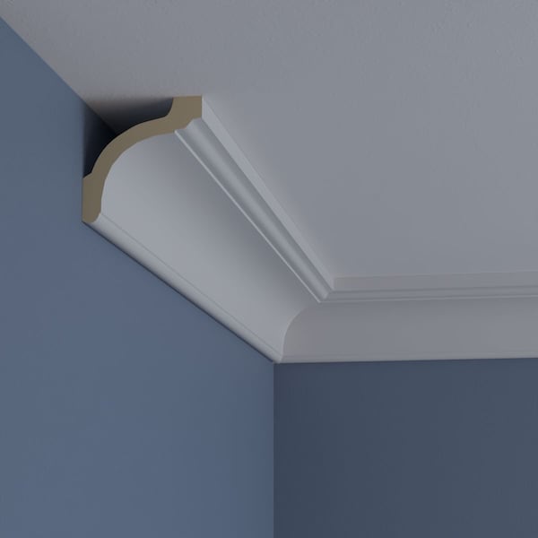 Ekena Millwork 3 1/2"H x 3 3/8"P x 4 7/8"F x 94 1/2"L Holmdel Traditional Smooth Crown Moulding - MLD03X03X04HO