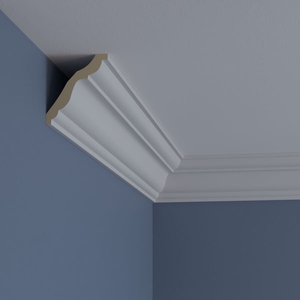 Ekena Millwork 3 1/2"H x 3 1/8"P x 4 3/4"F x 94 1/2"L Queenstown Traditional Smooth Crown Moulding - MLD03X03X04QU