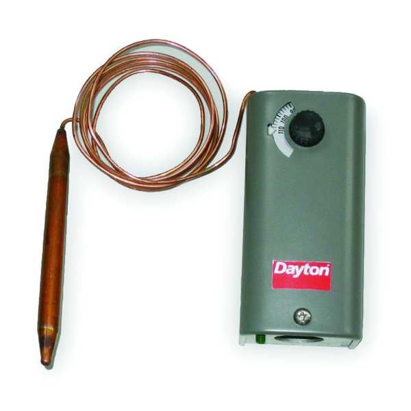 Dayton Line Volt Mechanical Tstat, Open/Close on Rise, -30 Degrees to 90 Degrees F, SPDT - 2NNR7
