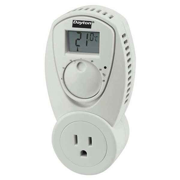 Dayton Portable Heating Thermostat, Open on Rise, 5 Degrees to 35 Degrees C, SPST, 110 to 125V AC - 15F626