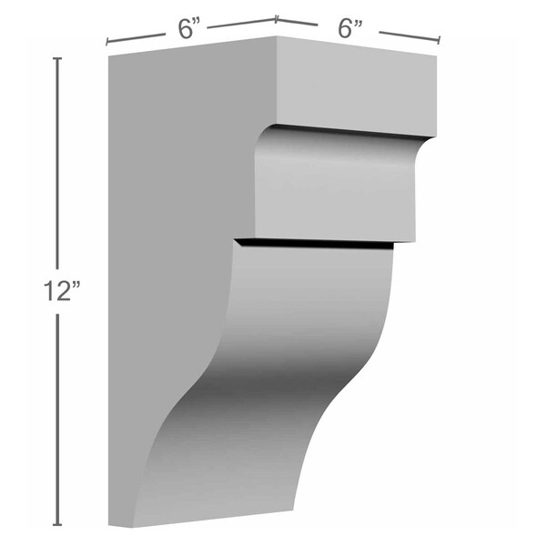 Ekena Millwork 6"W x 6"D x 12"H Wigan Bracket - BKT06X06X12WG