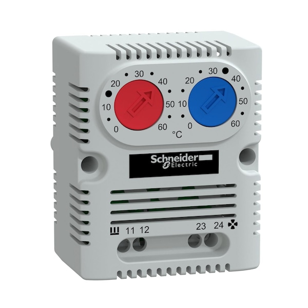 Schneider Electric ClimaSys CC - double thermostat 250V - range of temperature 0.60 Degrees C - 1NO/NC - Degrees C - NSYCCOTHD