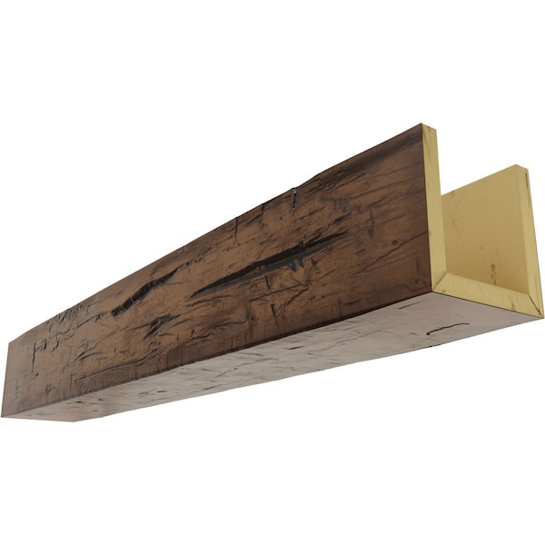 Ekena Millwork 3-Sided (U-beam) Hand Hewn Endurathane Faux Wood Ceiling Beam, Premium Aged, 6"W x 12"H  x 18'L - BMHH3C0060X120X216ZD