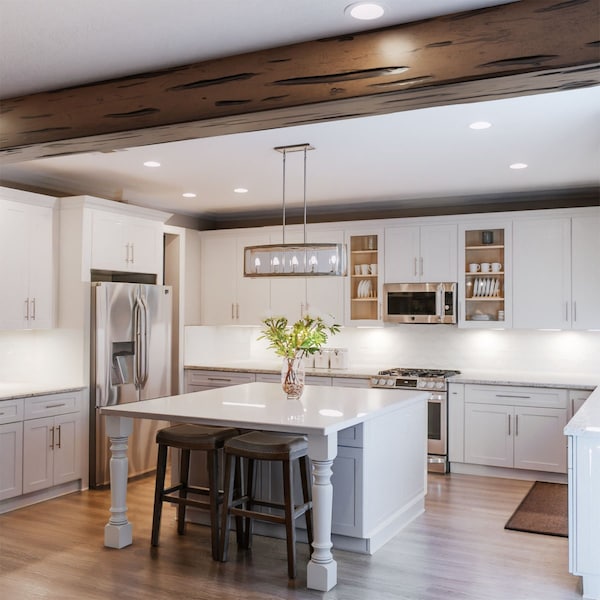 Ekena Millwork 3-Sided (U-beam) Pecky Cypress Endurathane Faux Wood Ceiling Beam, Premium Aged, 8"W x 12"H  x 12'L - BMPC3C0080X120X144ZD