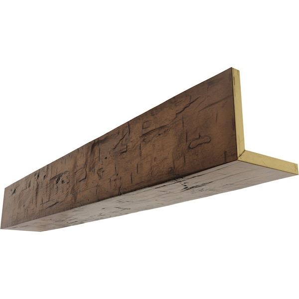 Ekena Millwork 2-Sided (L-beam) Hand Hewn Endurathane Faux Wood Ceiling Beam, Premium Aged, 8"W x 4"H  x 14'L - BMHH2C0080X040X168ZD