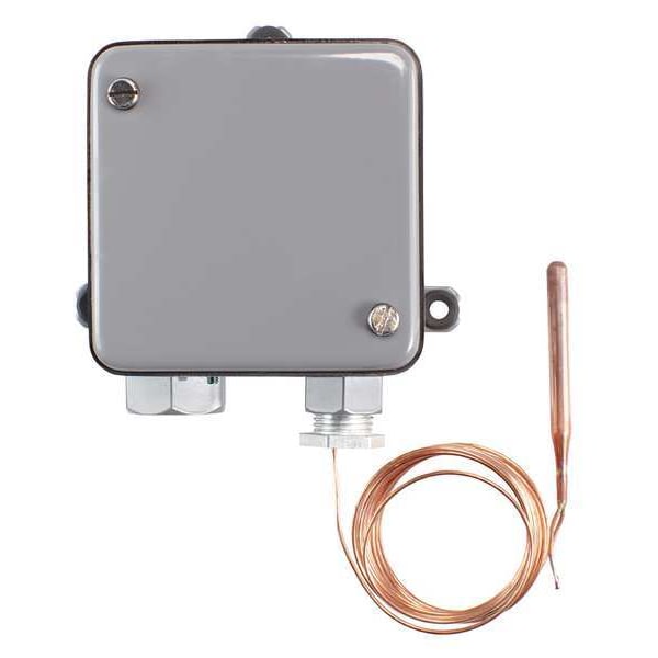 Johnson Controls Line Volt Mechanical Tstat, Open/Close on Rise, 0 Degrees to 150 Degrees F, SPDT, 120 to 277V AC - A19ANC-1C
