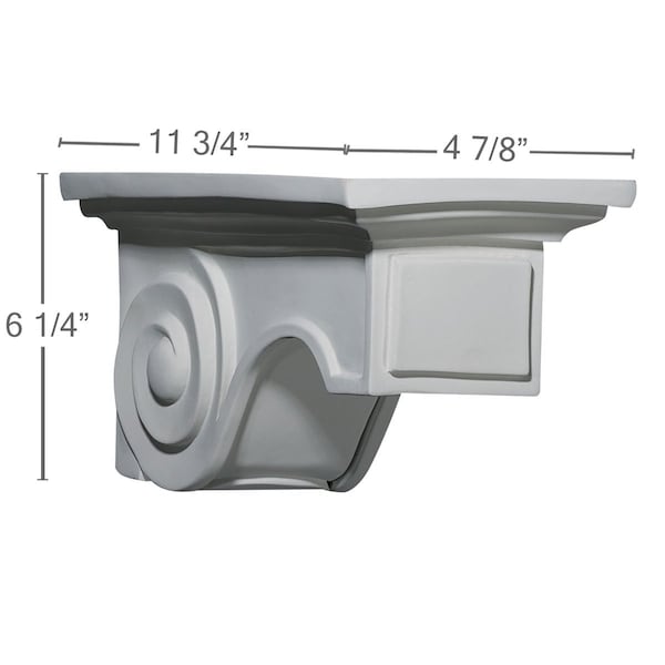 Ekena Millwork 6 1/4"W x 11 3/4"D x 5 7/8"H Giana Bracket - BKT11X06X05GI