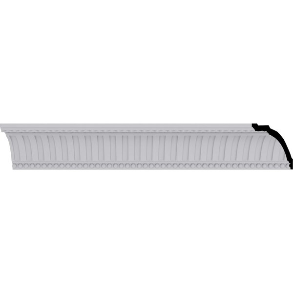 Ekena Millwork 4 3/4"H x 4 1/4"P x 6 1/8"F x 94 1/2"L, (1 1/8" Repeat), Cove Dentil with Bead Crown Moulding - MLD05X05X06DE