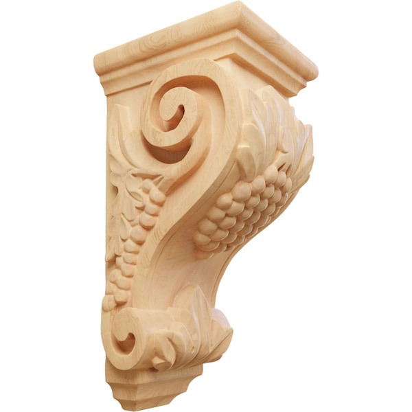 Ekena Millwork 4 1/2"W x 5"D x 10"H Medium Grape Corbel, Red Oak - CORW04X05X10GRRO