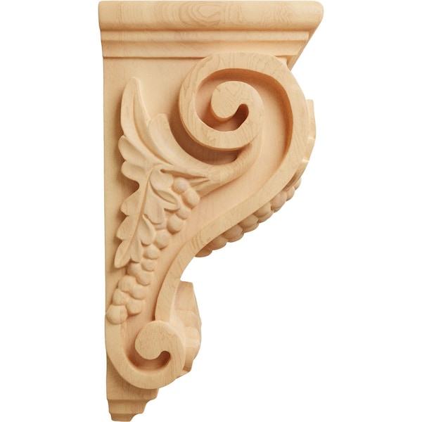 Ekena Millwork 4 1/2"W x 5"D x 10"H Medium Grape Corbel, Red Oak - CORW04X05X10GRRO