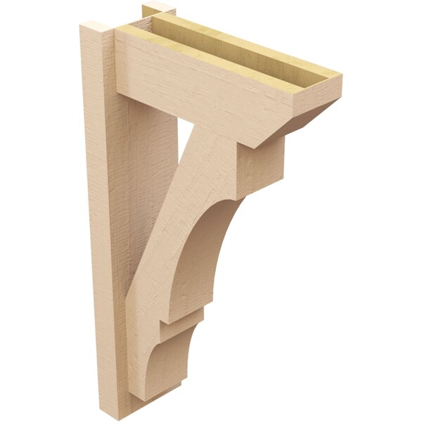 Ekena Millwork 6-in W x 16-in D x 28-in H Balboa Slat Rough Cedar Woodgrain TimberThane Outlooker, Primed Tan - OUTUR060X16X28BOA24RCPR