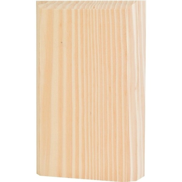 Waddell Trim Block Moulding, 4-1/2 in L, 2-3/4 in W, 1 in Thick, Pine Wood - BTB25