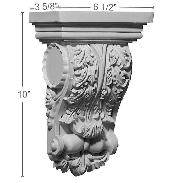 Ekena Millwork 6 1/2"W x 3 5/8"D x 10"H Medway Oakleaf Corbel - COR06X03X10ME
