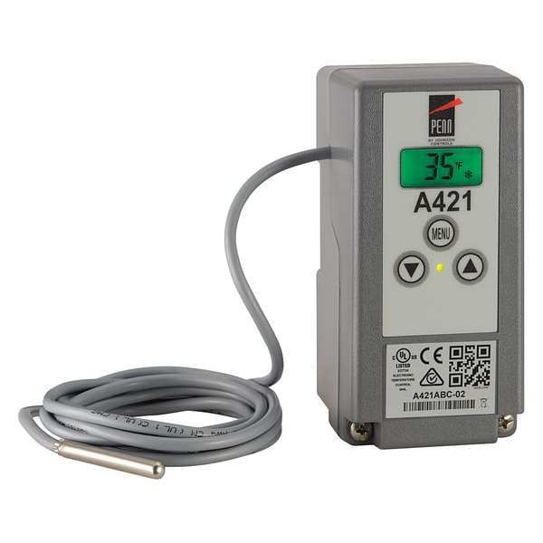 Johnson Controls Temperature Control, Close on Rise, Open on Rise, -40 Degrees to 212 Degrees F, SPDT, 120/240VAC - A421ABC-03C