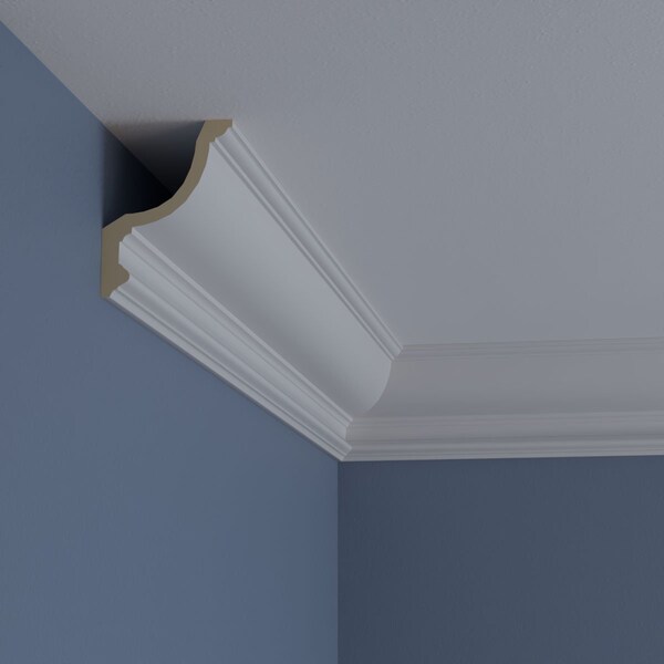 Ekena Millwork 6"H x 4 1/2"P x 7 5/8"F x 94 1/2"L Maria Traditional Smooth Crown Moulding - MLD03X04X05TR