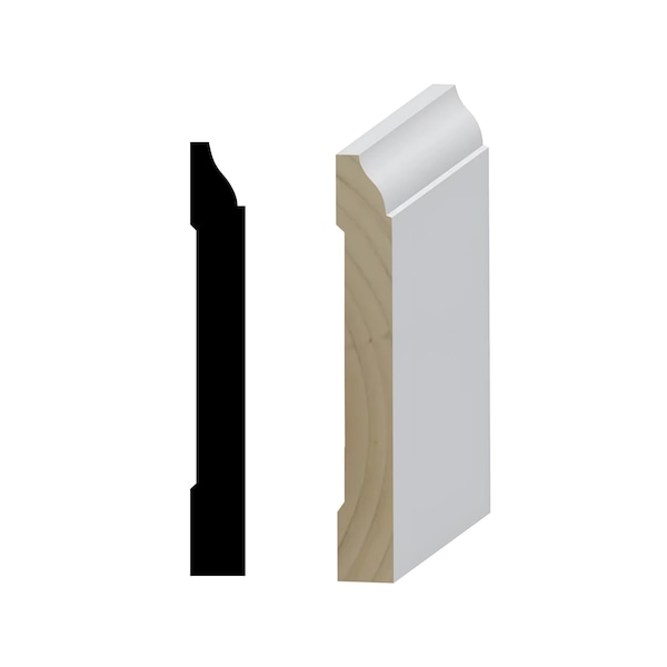 Reso Radiata pine, White, 96 in L, 0.56 in H, 4.25 in W, Primed - RMB-620-96-5