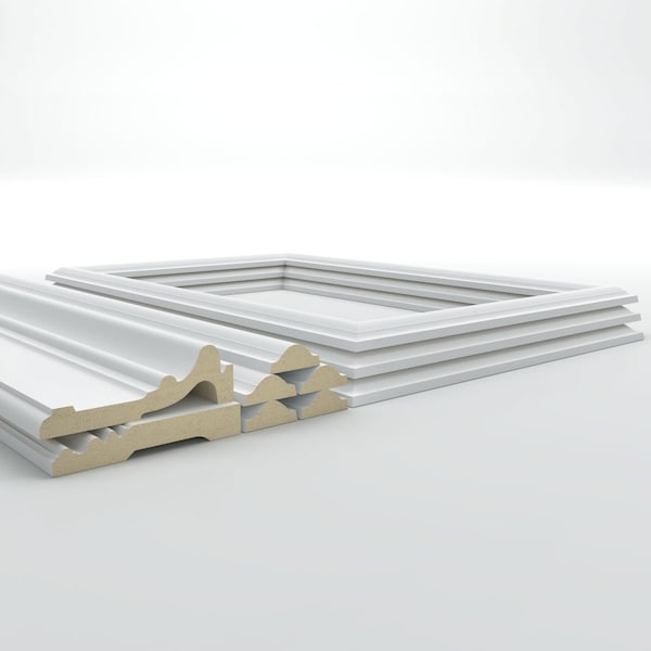 Ekena Millwork 94 1/2"L (Adjustable 96"H to 120"H) Ashford Square Panel Stacked Wall Wainscot Paneling Kit - WPKUST012P096