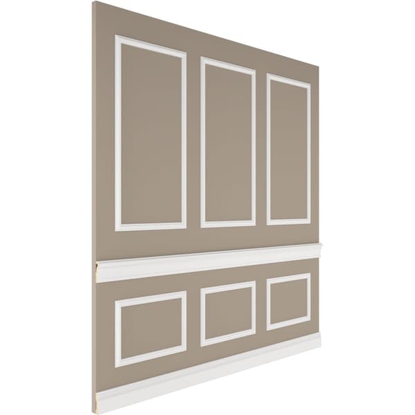 Ekena Millwork 94 1/2"L (Adjustable 96"H to 120"H) Ashford Square Panel Stacked Wall Wainscot Paneling Kit - WPKUST012P096