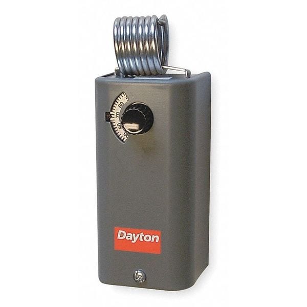 Dayton Line Volt Mechanical Tstat, Open/Close on Rise, Heat or Cool, SPST, 120/270V AC, 30 to 110F - 1UHH3