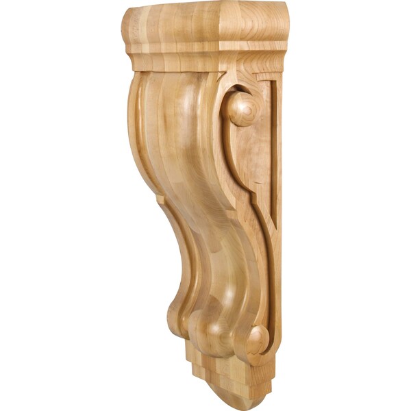 Hardware Resources 8-1/4" Wx5-1/4"Dx22"H Rubberwood Scrolled Corbel - CORQ-6RW