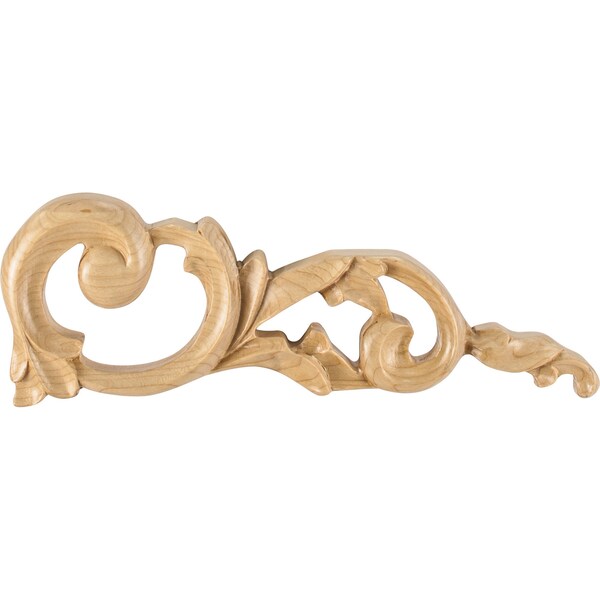 Hardware Resources 10" Wx3/4"Dx3-1/2"H Right Rubberwood Acanthus Onlay - ONL-06-RRW