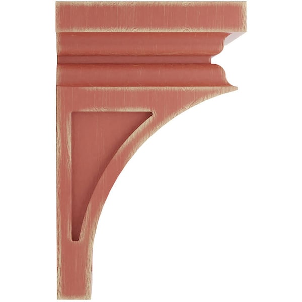 Ekena Millwork 3 1/2"W x 3 3/4"D x 6"H Mini Nevio Wood Vintage Decor Corbel, Salvage Red - CORWD03X03X06NERD