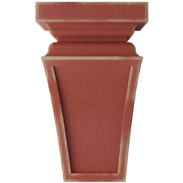 Ekena Millwork 3 1/2"W x 3 3/4"D x 6"H Mini Nevio Wood Vintage Decor Corbel, Salvage Red - CORWD03X03X06NERD