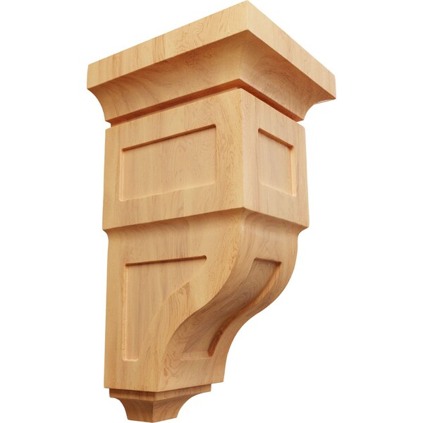 Ekena Millwork 7"W x 7 3/4"D x 14"H Jumbo Reyes Wood Corbel, Red Oak - CORW07X07X14RYRO