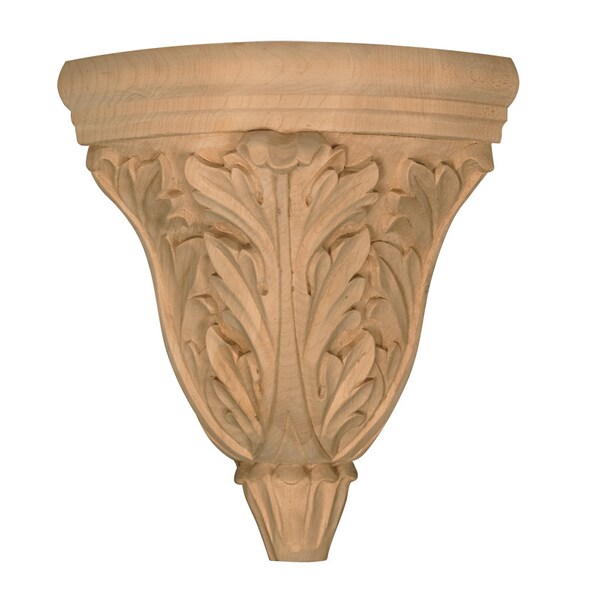 Osborne Wood Products 11 1/4 x 7 1/4 x 7 1/4 Curved Acanthus Leaf Corbel in Rubberwood < - 891849RW