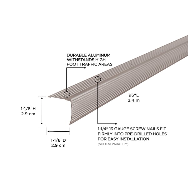 M-D Building Products Aluminum, Pewter, 96 in L, 1.12 in W - 43936