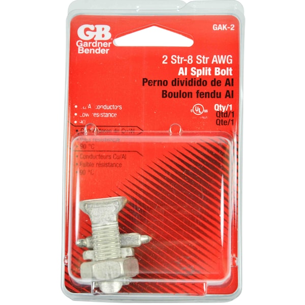 Conector de perno dividido de Gardner Bender, 10 a 40 AWG de aluminio, plateado - GAK-2