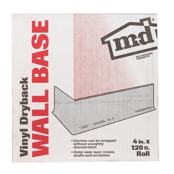 M-D Building Products M-D Building Products 4 in. H X 0.08 in. W X 120 ft. L Dry Back Black Vinyl Wall Base - 75457