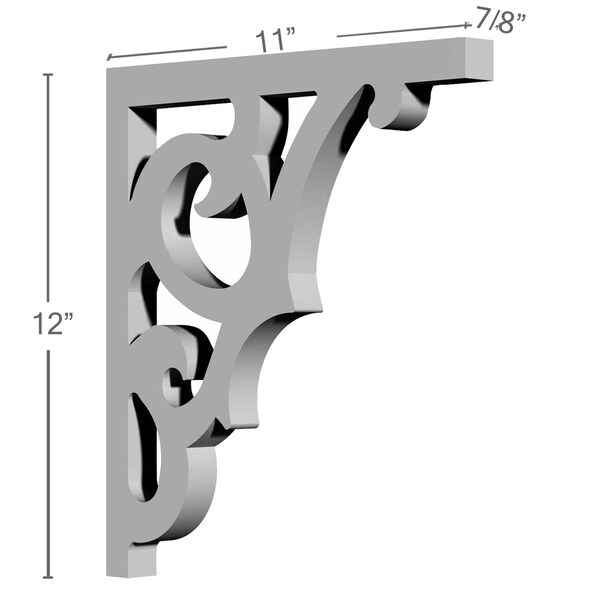 Ekena Millwork 7/8"W x 11"D x 12"H Swansea Bracket - BKT11X11X00SW
