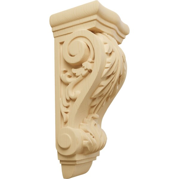 Ekena Millwork 3 1/2"W x 2 7/8"D x 7 3/4"H Small Farmingdale Acanthus Corbel, Alder - COR03X02X07FRAL